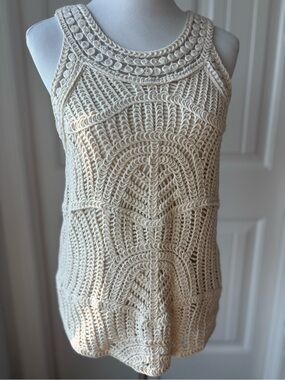 Cream Crochet Knit Tank Top - Brand Not Visible